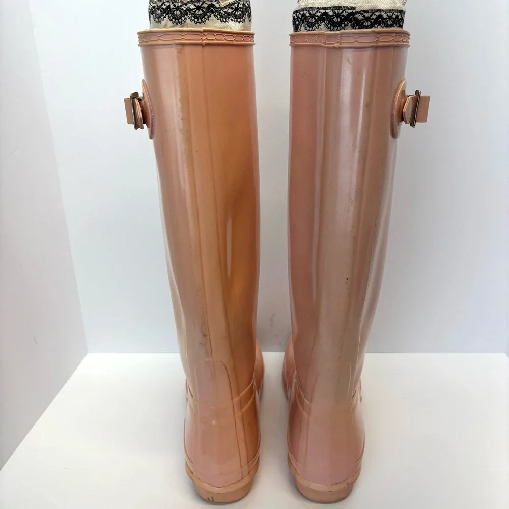 Hunter Tall Rain Boots Pink Sand Glossy Wome Size 9 US - Picture 6 of 10